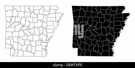 Karten der Grafschaften Arkansas Stock Vektor