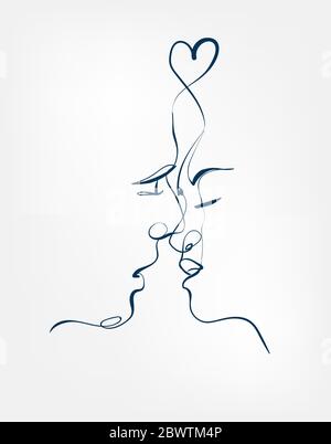Kiss Vektor Kunst Linie isoliert Doodle Stock Vektor