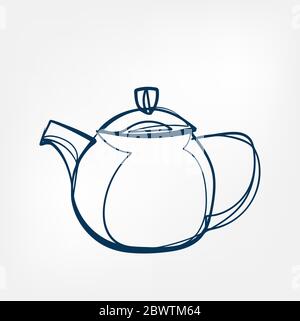 Teekanne ein Linienvektor-Designelement Stock Vektor