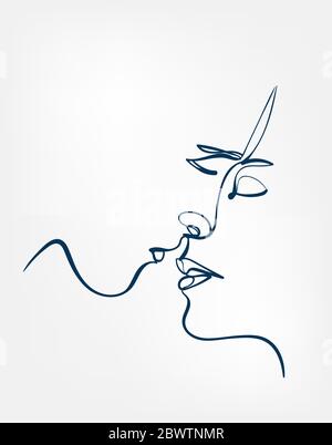Kiss Vektor Kunst Linie isoliert Doodle Stock Vektor