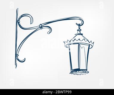 Straße Lampe Vektor Kunst Linie isoliert Doodle Stock Vektor