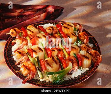 Asiatische Meeresfrüchte-Brochettes Stockfoto