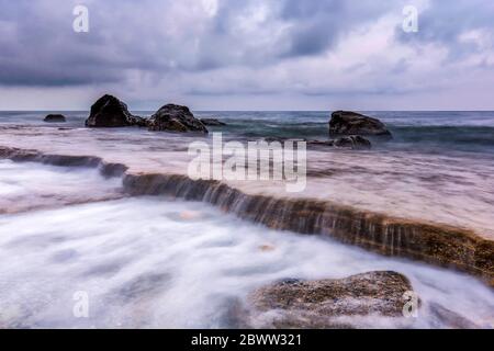 Italien Ligurien Varigotti - Strand Aand Riviera di Ponente Stockfoto