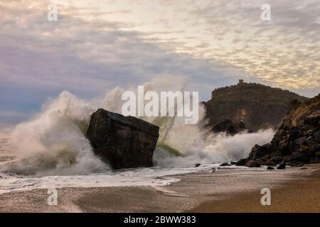 Italien Ligurien Varigotti - Strand von Malpasso Stockfoto