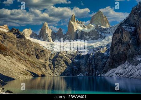 Mount Fitz Roy und Laguna Sucia, El Chalten, Patagonien, Argentinien Stockfoto