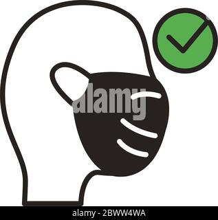 Mann mit Gesichtsmaske Linie Duo Farbe Stil Symbol Stock Vektor