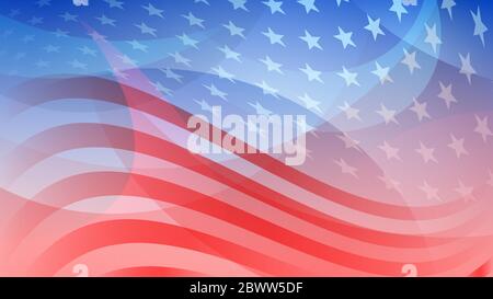 Independence Day abstrakter Hintergrund mit Elementen der amerikanischen Flagge in rot und blau Stock Vektor