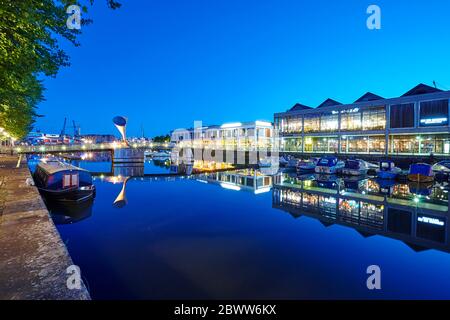 Night Shots of the Harbourside Area of Bristol, England Großbritannien Stockfoto