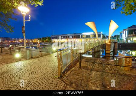 Night Shots of the Harbourside Area of Bristol, England Großbritannien Stockfoto