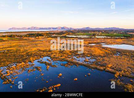 Spanien, Balearen, Mallorca, S'Albufera De Mallorca Feuchtgebiet in der Dämmerung Stockfoto