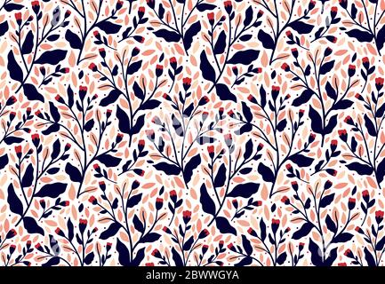 Blumenmuster. Nahtlose Vektorstruktur für Modedrucke. Handgezeichneter Stil, heller Hintergrund. Stock Vektor