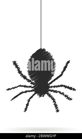 Hand Zeichnung Spinne Symbol mit Schatten Stock Vektor