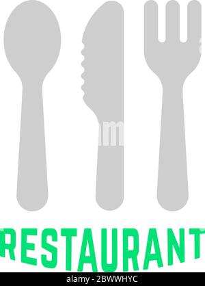 Einfaches Restaurant-Logo mit Silberbesteck Stock Vektor