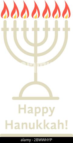 Happy hanukkah dünne Linie Logo mit Kerzen Stock Vektor