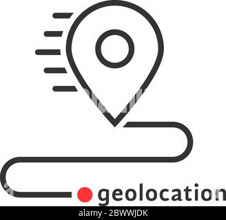 Straßenpfad wie dünne Linie Karte Geolokalisierung Symbol Stock Vektor