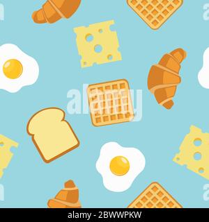 Frühstück Nahtloses Muster Hintergrund oder Hintergrund Stock Vektor