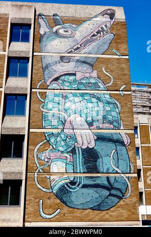 Wall Mural von Aryz auf der Nelson Street in Bristol, England Stockfoto