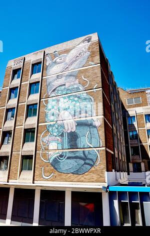 Wall Mural von Aryz auf der Nelson Street in Bristol, England Stockfoto
