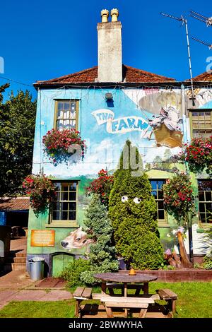 Wandbild auf der Farm in Bristol, England Stockfoto