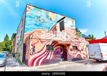 Wandbild im Duke of York Pub in Bristol, England Stockfoto