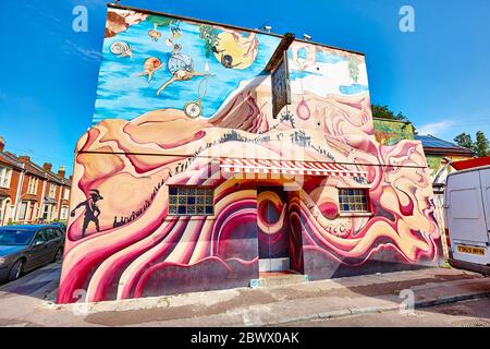 Wandbild im Duke of York Pub in Bristol, England Stockfoto