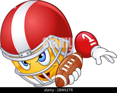 American Football Spieler Emoticon mit Ball Stock Vektor