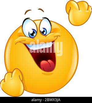 Emoticon zeigt Feier Geste mit pumpenden Fäusten Stock Vektor