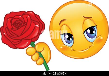 Emoticon gibt eine rote Rose Stock Vektor