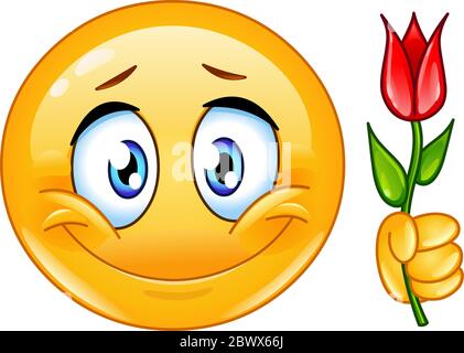 Emoticon mit Blume Stock Vektor