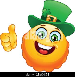 Leprechaun Emoticon mit Daumen nach oben Stock Vektor