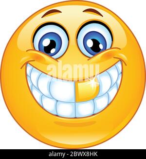 Emoticon mit goldenem Zahn Stock Vektor