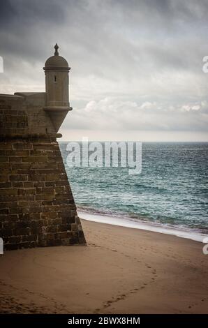 Detail der Uhr in Sesimbra Fort - Portugal Stockfoto