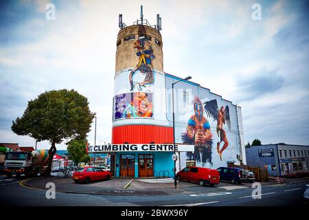 Kletterzentrum Wall Mural in Bristol, Großbritannien, England Stockfoto