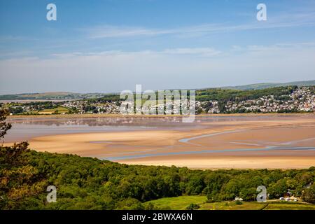 Ariel Blick von Arnside Knot Cumbria von Grange über Sands über die Kent-Mündung im Badeort Arnside Stockfoto