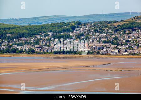 Ariel Blick von Arnside Knot Cumbria von Grange über Sands über die Kent-Mündung im Badeort Arnside Stockfoto