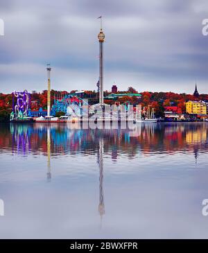 STOCKHOLM, Schweden - 17. Oktober 2013: Vergnügungspark (Grona Lund) in Stockholm, Schweden Stockfoto