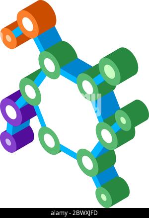 Struktur Molekül Medizinisches Biomaterial isometrisches Symbol Stock Vektor