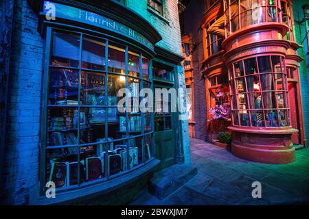 Innenaufnahmen in der Diagon Alley in der Harry Potter World Warner Bros Studio Tour Leavesden Watford, UK,Harry Potter, Studio Tour, Backstage, Objekte, Stockfoto
