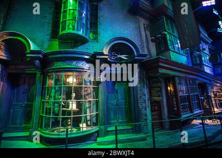 Innenaufnahmen in der Diagon Alley in der Harry Potter World Warner Bros Studio Tour Leavesden Watford, UK,Harry Potter, Studio Tour, Backstage, Objekte, Stockfoto