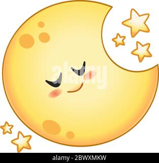 Cartoon schlafenden Mond mit Sternen Stock Vektor