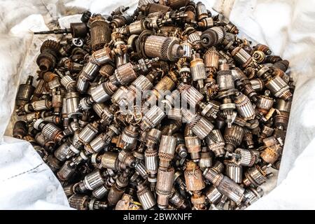 Schrottplatz des Auto-Start Motor Rotor für das Recycling Stockfoto