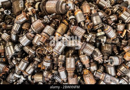 Schrottplatz des Auto-Start Motor Rotor für das Recycling Stockfoto