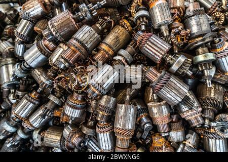 Schrottplatz des Auto-Start Motor Rotor für das Recycling Stockfoto