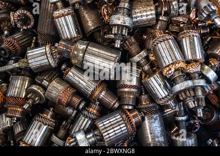 Schrottplatz des Auto-Start Motor Rotor für das Recycling Stockfoto