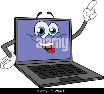 Cartoon Computer mit dem Finger zeigen Stock Vektor