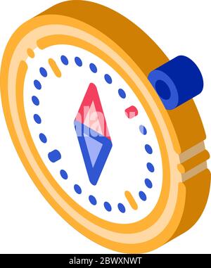 Symbol für das isometrische Kompass-Alpinismus-Kursdetektor-Werkzeug Stock Vektor