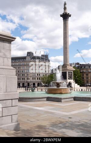 Trafalgar Square, London, Großbritannien - während der COVID-19 Pandemie leer Stockfoto