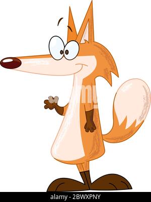 Lächelnder Fuchs winkt mit seiner Hand Stock Vektor
