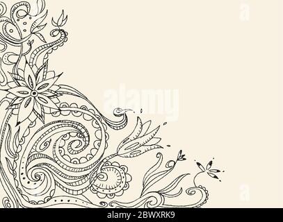 Handgezeichnete Vektorkarte mit Blumenmuster Stock Vektor
