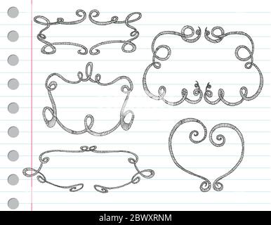 Vektor Hand gezeichnete ornamentale Rahmen auf einem Notizpapier Stock Vektor
